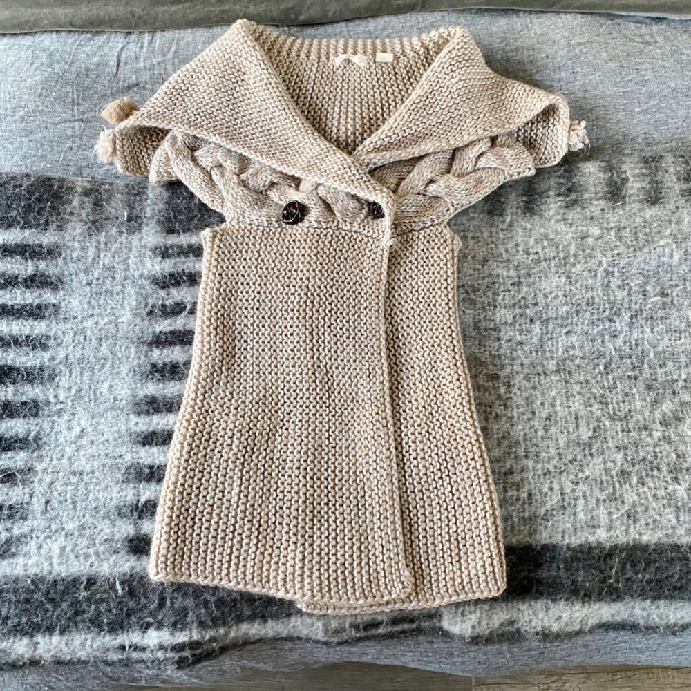 Anthropologie Beige Flower To Flower Sweater Vest By Sleeping On Snow Cardigan